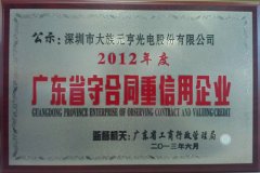 qy千亿球友会喜获2012年“广东省守合同重信用”企业